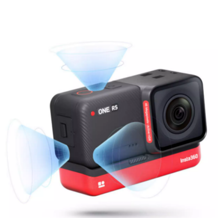 Refurbished Insta360 ONE RS Camera Kits Bundle: 586 Wide-Angle + 577 Fisheye (Non-MFI) - 4K Video, FlowState Stabilization